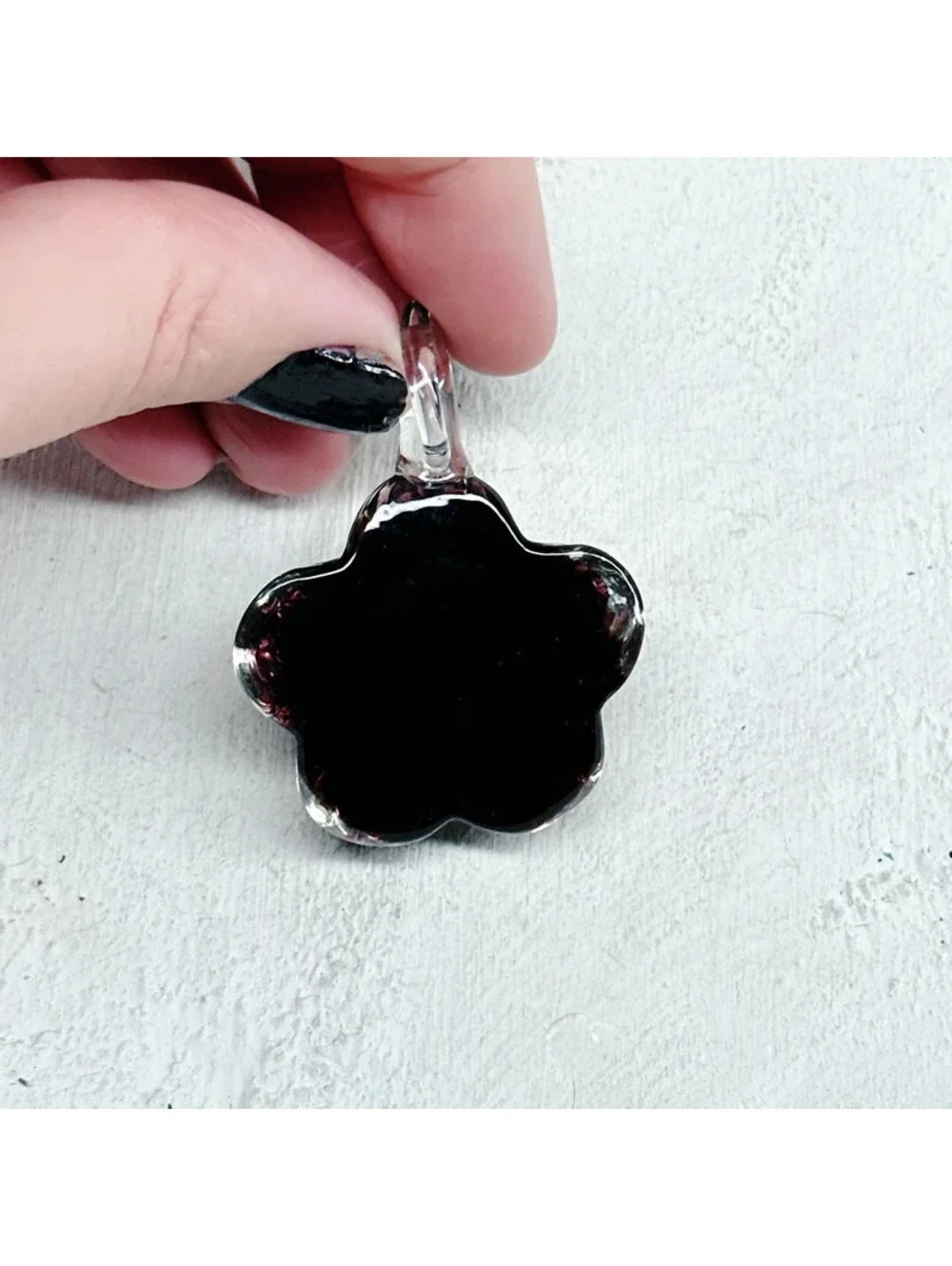 349u. Blue Flower Art Glass Pendant